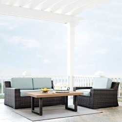 Mist and Brown Wicker Patio Furniture 3 Piece Set - Beaufort Mist and Brown Wicker Patio Furniture 3 Piece Set - Beaufort