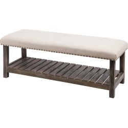 Oatmeal Linen and Driftwood Bench - Bailey