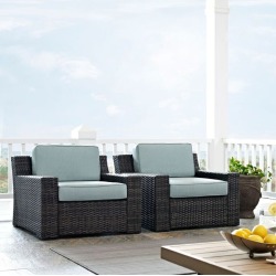Mist and Brown Wicker Patio Furniture 2 Piece Set - Beaufort Mist and Brown Wicker Patio Furniture 2 Piece Set - Beaufort
