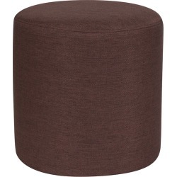 Contemporary Brown Round Ottoman Pouf - Barrington