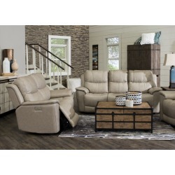 Ice White Leather-Match Power Reclining Living Room Set - Cade