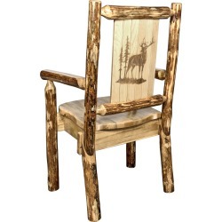 Captain's Dining Chair with Laser Engraved Elk - Glacier