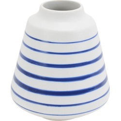6 Inch White Vase With Blue Stripes