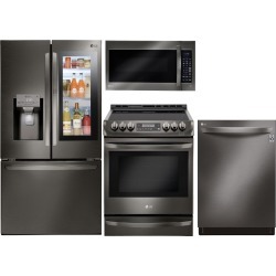 LG 4 Piece Electric Kitchen Appliance Package with Smart.