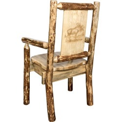 Captain's Dining Chair with Laser Engraved Moose - Glacier