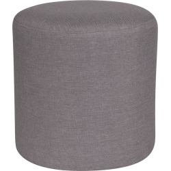 Contemporary Light Gray Round Ottoman Pouf - Barrington