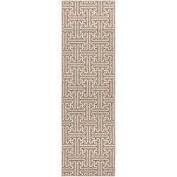 Beige and Cream Indoor-Outdoor 8 Foot Runner Rug - Alfresco