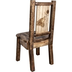 Rustic Laser Engraved Wolf Dining Chair - Homestead