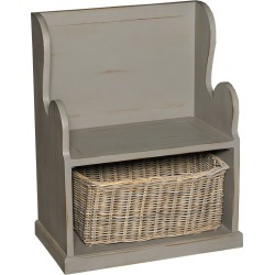 Graphite Entry Bench with Wicker Basket
