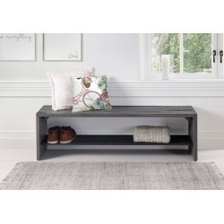 58 Inch Rustic Gray Reclaimed Wood Entry Bench