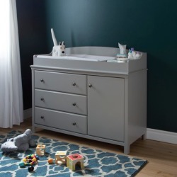 Soft Gray Changing Table with Removable Changing Station - Cotton.