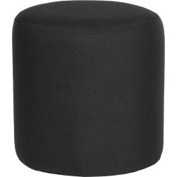 Contemporary Black Round Ottoman Pouf - Barrington