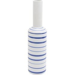 18 Inch White Vase with Blue Stripes