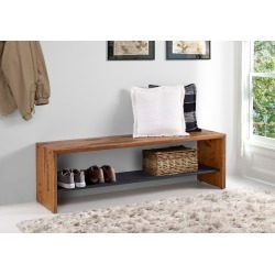 58 Inch Rustic Amber Brown Reclaimed Wood Entry Bench