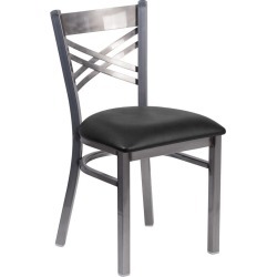 Metal Restaurant Chair - Black Vinyl Seat