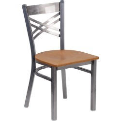 Metal Restaurant Chair - Natural Wood Seat