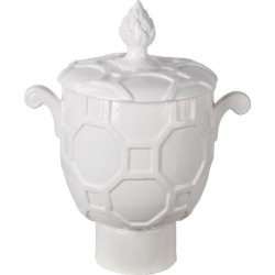 Large White Vase with Lid and Handles