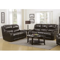 Gray Leather-Match Power Reclining Living Room Set - Hearst Gray Leather-Match Power Reclining Living Room Set - Hearst
