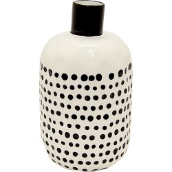 10 Inch White Ceramic Vase with Black Dots
