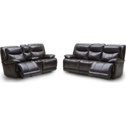 Blackberry Leather-Match Power Reclining Living Room Set - K-Motion