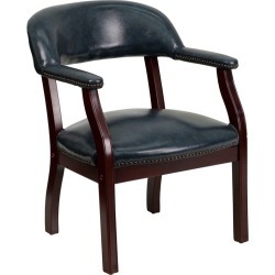 Sophisticated Blue Vinyl Accent Chair