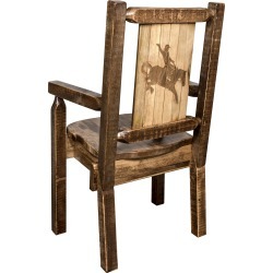 Captain's Dining Room Chair with Laser Engraved Bronc - Homestead