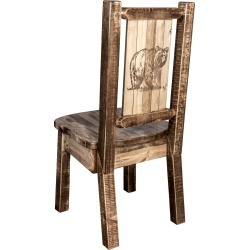Rustic Laser Engraved Bear Dining Chair - Homestead