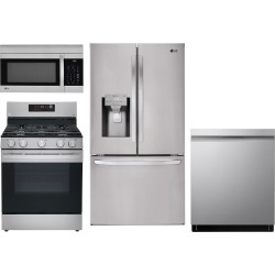 LG 4 Piece Gas Kitchen Appliance Package with Smart French Door.