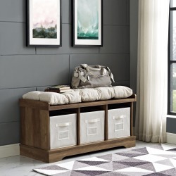 Rustic Oak Wood Storage Bench