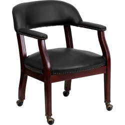 Black Vinyl Accent Chair with Casters