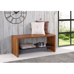 42 Inch Rustic Amber Brown Reclaimed Wood Entry Bench
