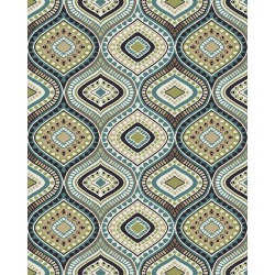 8 x 10 Large Cream and Turquoise Blue Rug - Brookwood