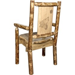 Captain's Dining Chair with Laser Engraved Wolf - Glacier