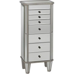 Silver and Mirrored Jewelry Armoire