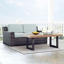 Mist and Brown Wicker Patio Furniture 2 Piece Set - Beaufort Mist and Brown Wicker Patio Furniture 2 Piece Set - Beaufort