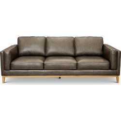 Shanna Mid Century Modern Gray Leather Sofa