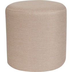 Contemporary Beige Round Ottoman Pouf - Barrington