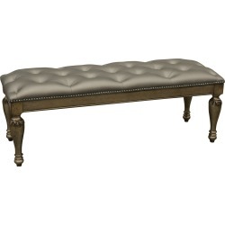 Traditional Platinum Gold Upholstered Bench - Seville