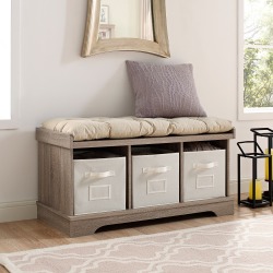 Driftwood Wood Storage Bench