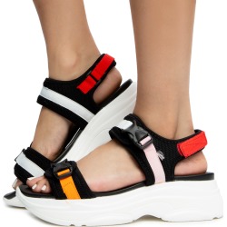 NELLIE-7 PLATFORM SANDALS BLACK MULTI