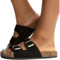 Glory-555 Sandals Black Suede