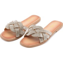 Shine-5 Rhinestone Sandals Tan