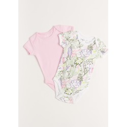 Baby's Ballet Pink/Trellis Short Sleeve Bodysuit 2-Pack Newborn