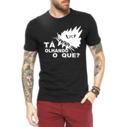 Camiseta Criativa Urbana Frases Engraçadas Olhando O Que - Masculino
