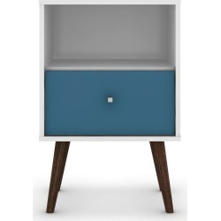 Liberty 1.0 Mid Century Modern Nightstand White/Aqua Blue - Manhattan Comfort