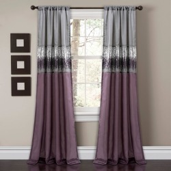 95"x42" Night Sky Light Filtering Window Curtain Panel Purple/Gray - Lush Décor