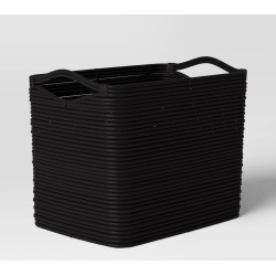 Rattan Rectangular Decorative Basket Black - Threshold™