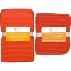 Ultra Absorbent Microfiber Waffle Kitchen Towel And Dish Cloth Set Coral (Pink) - Mu Kitchen Ultra Absorbent Microfiber Waffle Kitchen Towel And Dish Cloth Set Coral (Pink) - Mu Kitchen