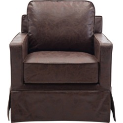 Classic Swivel Club Chair Dark Brown Faux Leather - WOVENBYRD