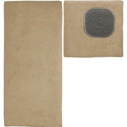 Ultra Absorbent Solid Microfiber Kitchen Towel With Scrubber Cloth Flax Tan - Mu Kitchen